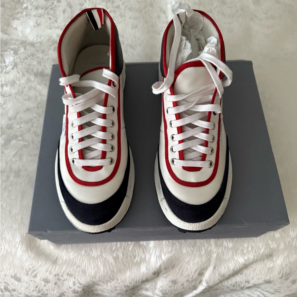 Thom Browne White and Red Oxfords